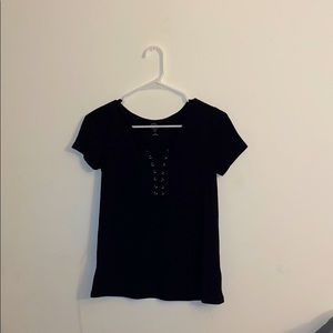 Black Laced up T-Shirt